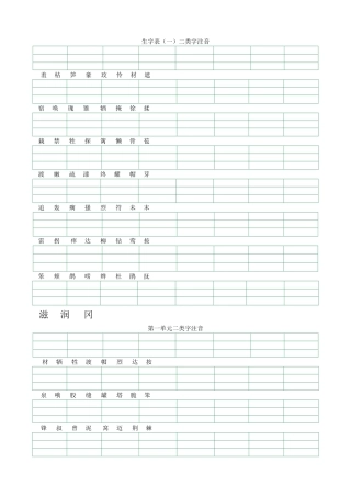 二年级下册二类字注音练习