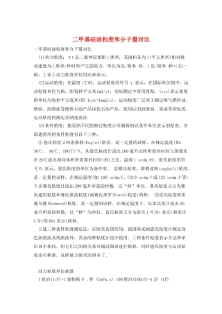 二甲基硅油粘度和分子量对照