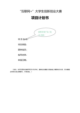 互联网创新创业综合项目专题计划书