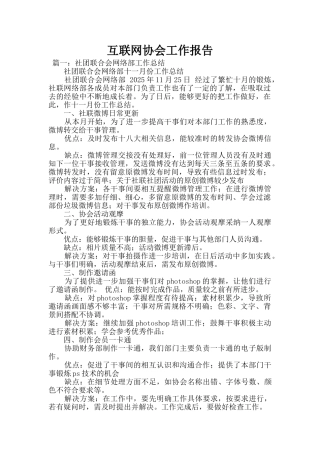 互联网协会工作报告