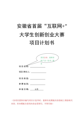 互联网大赛综合项目专题计划书模板新版培训教材