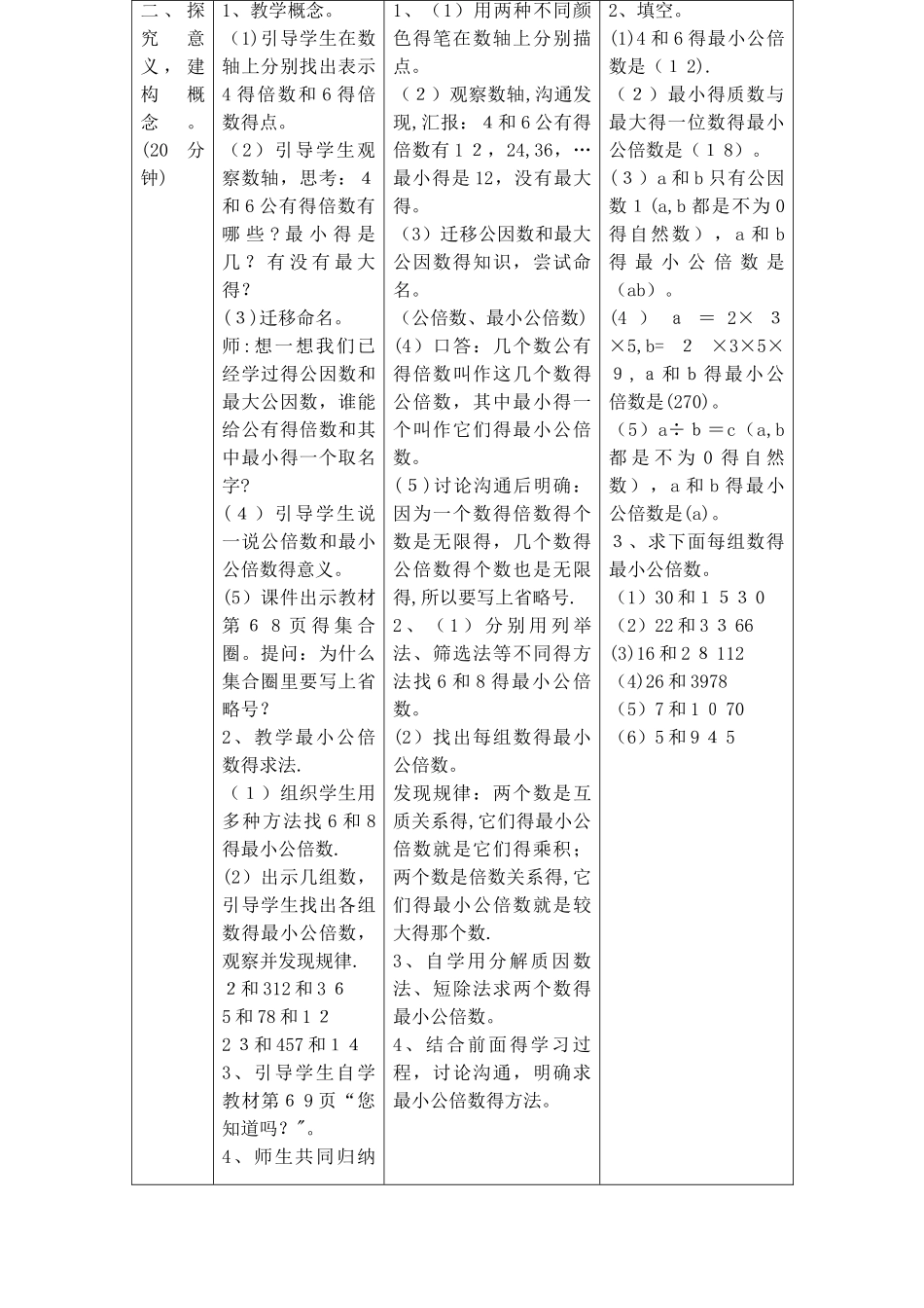 五年级下册数学教案第四单元 5.1 最小公倍数_人教新课标_第3页