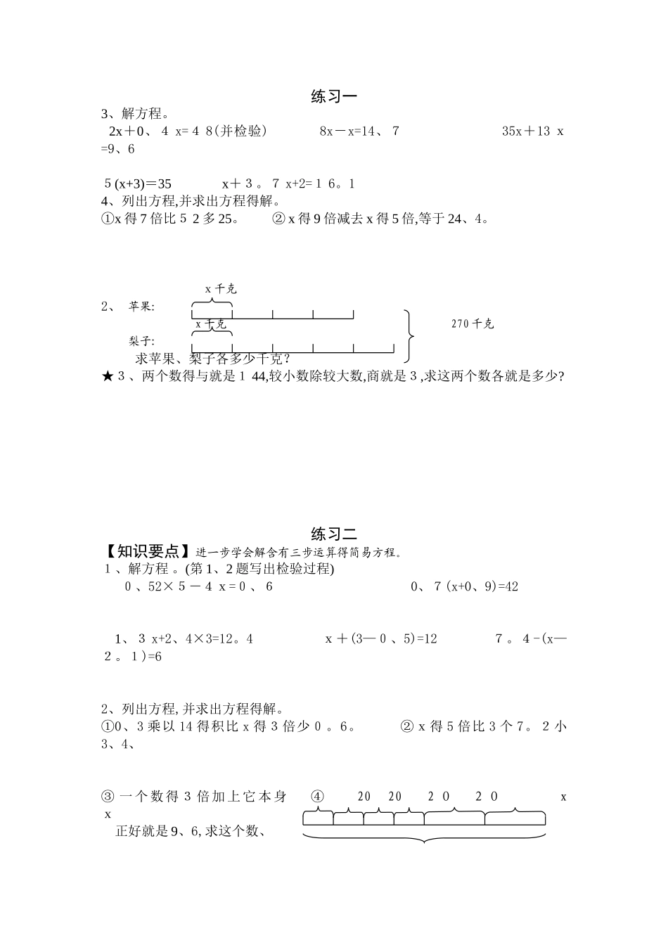 五年级解方程典型练习题_第1页