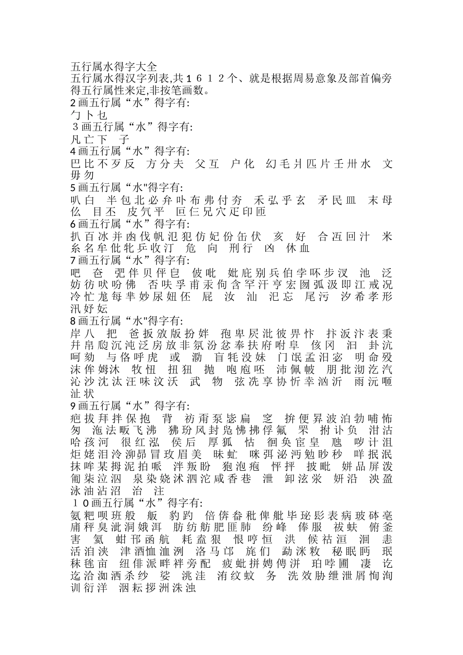 五行属水的字大全_第1页