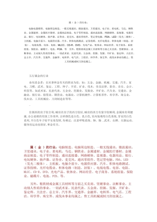 五行属金的行业