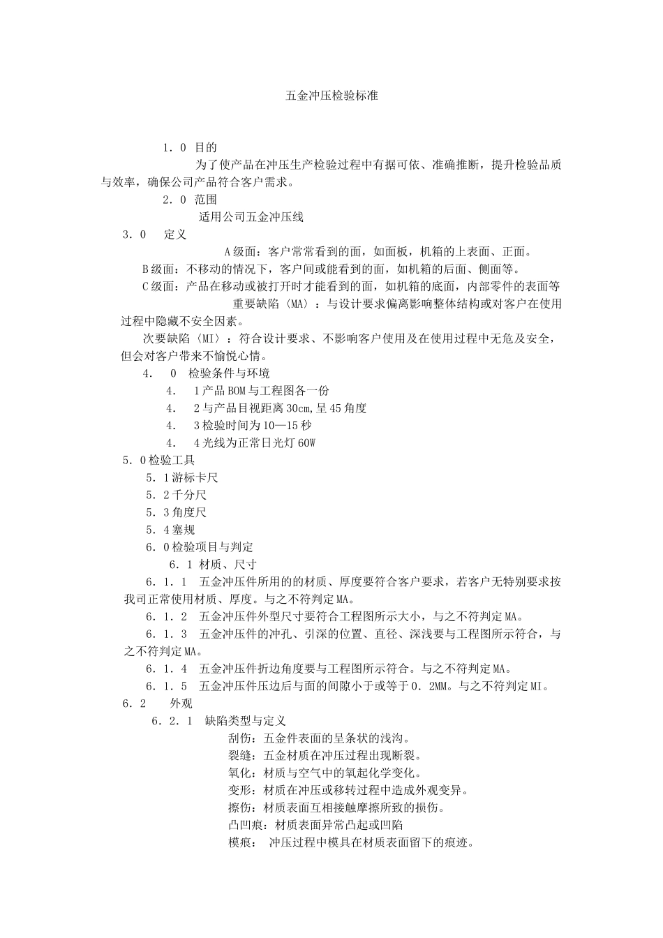 五金冲压检验标准_第1页
