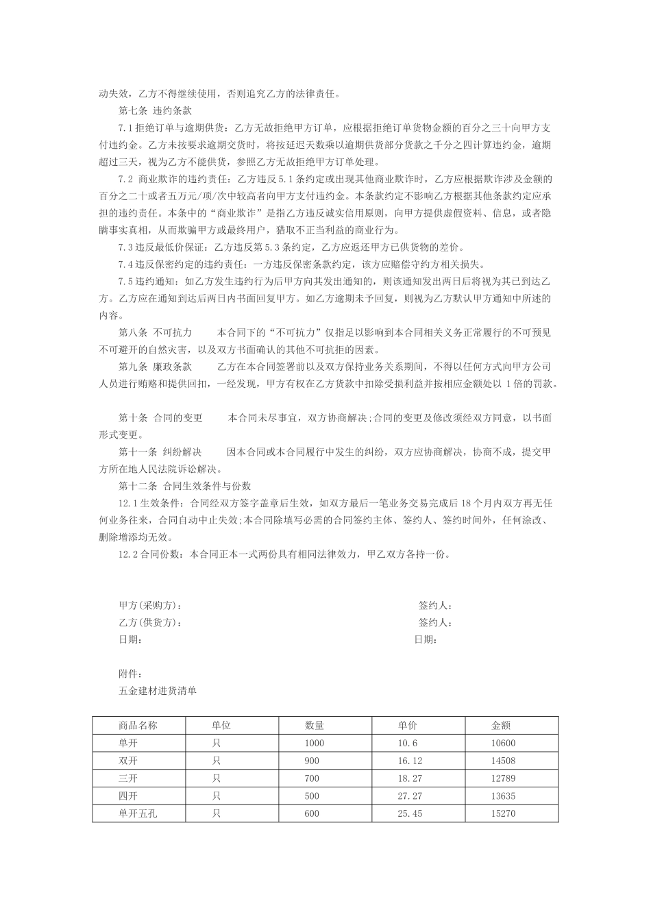 五金建材购销合同_第2页
