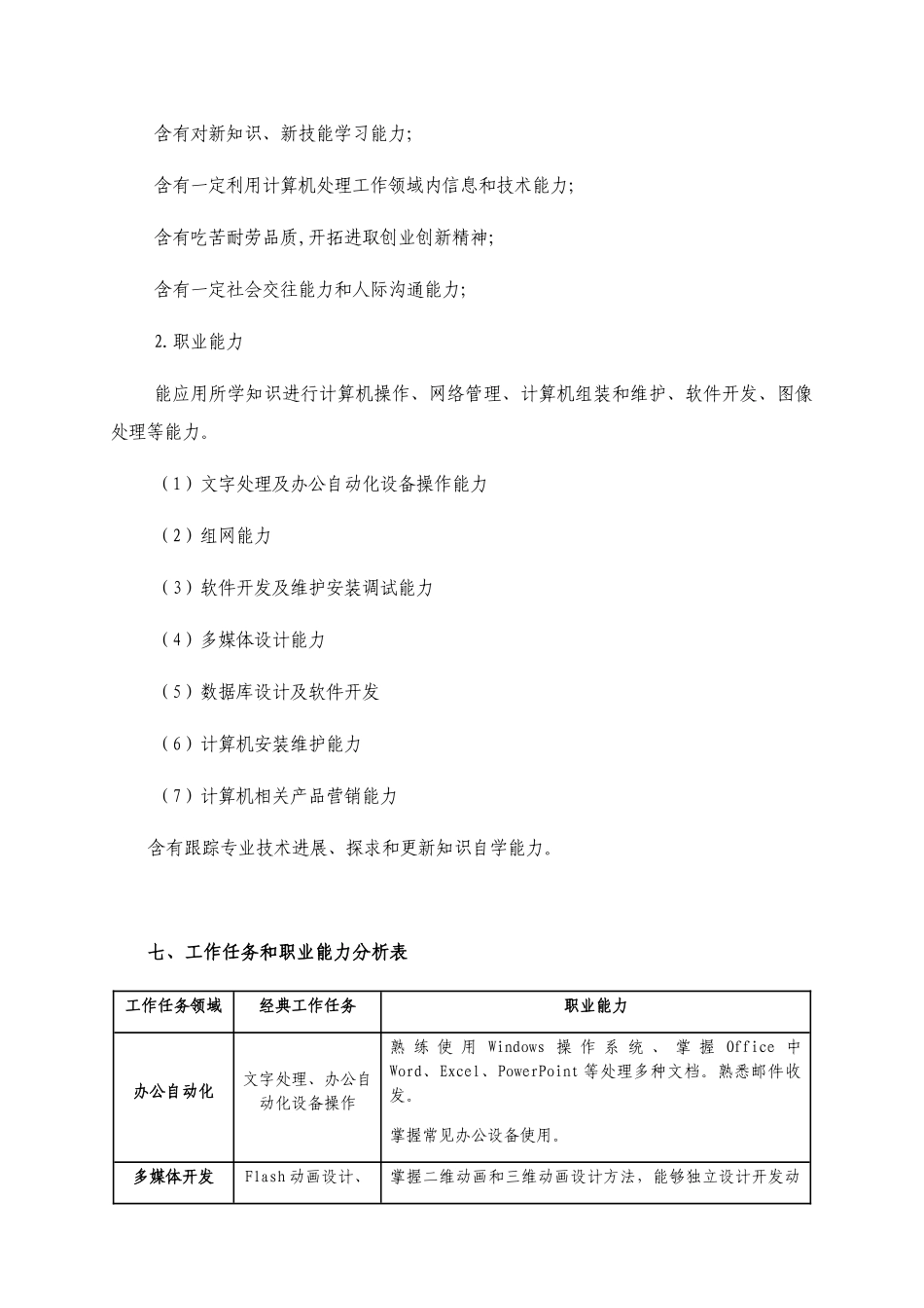 五高职计算机应用核心技术专业人才培养专业方案_第2页