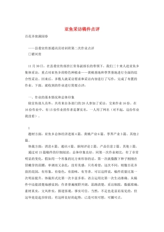 亚鱼采访稿件点评