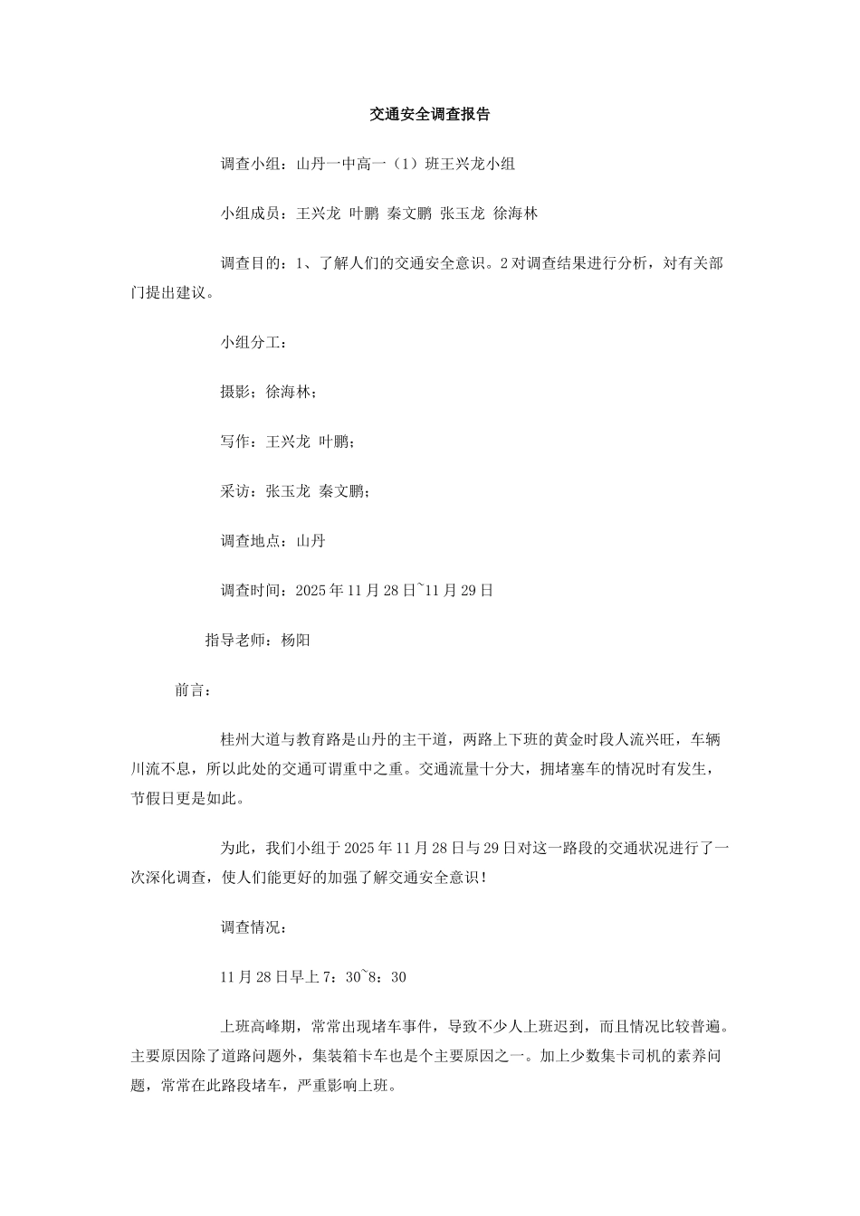 交通安全调查报告_第1页