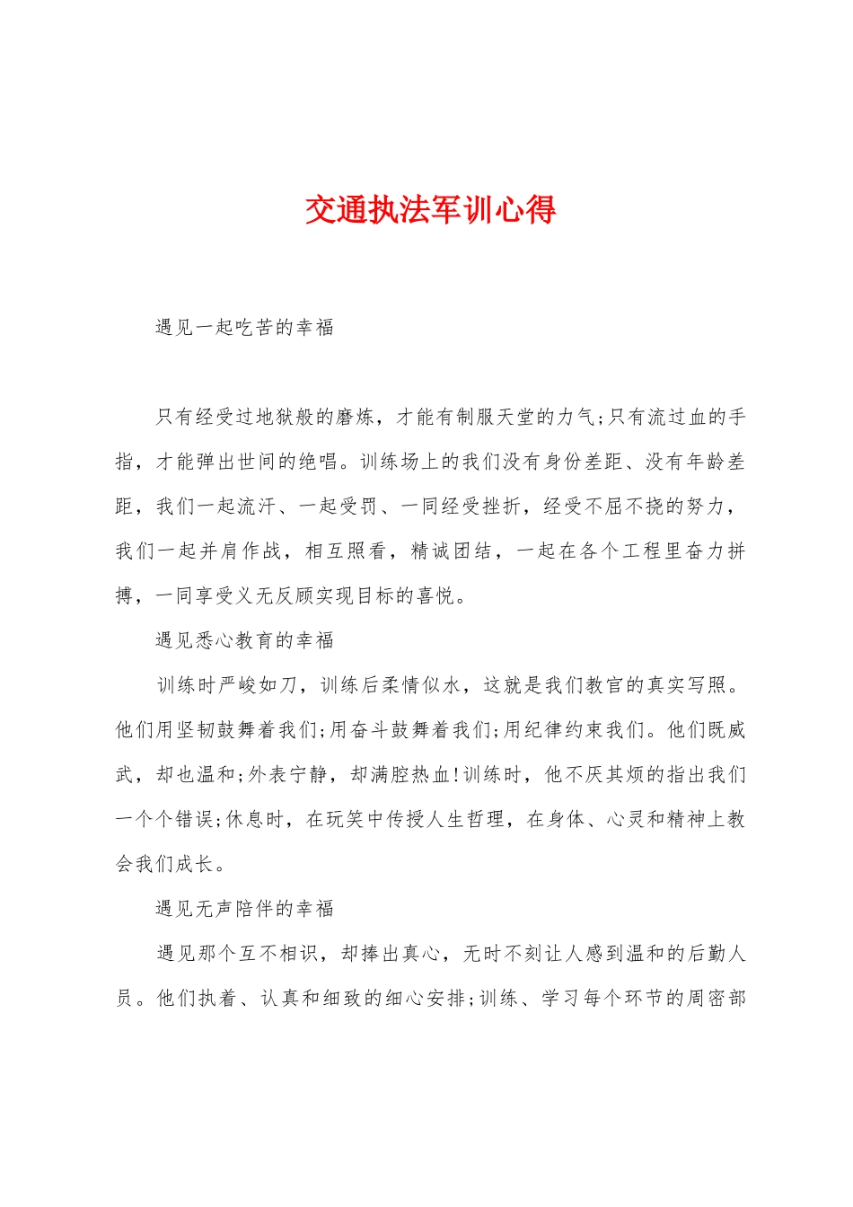 交通执法军训心得_第1页