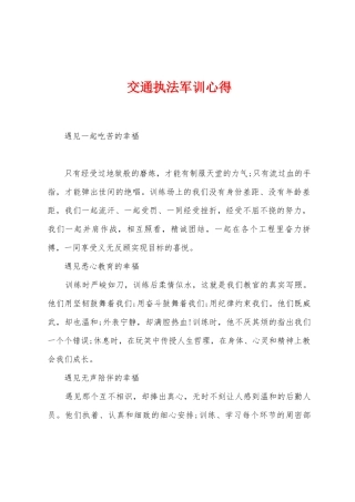 交通执法军训心得
