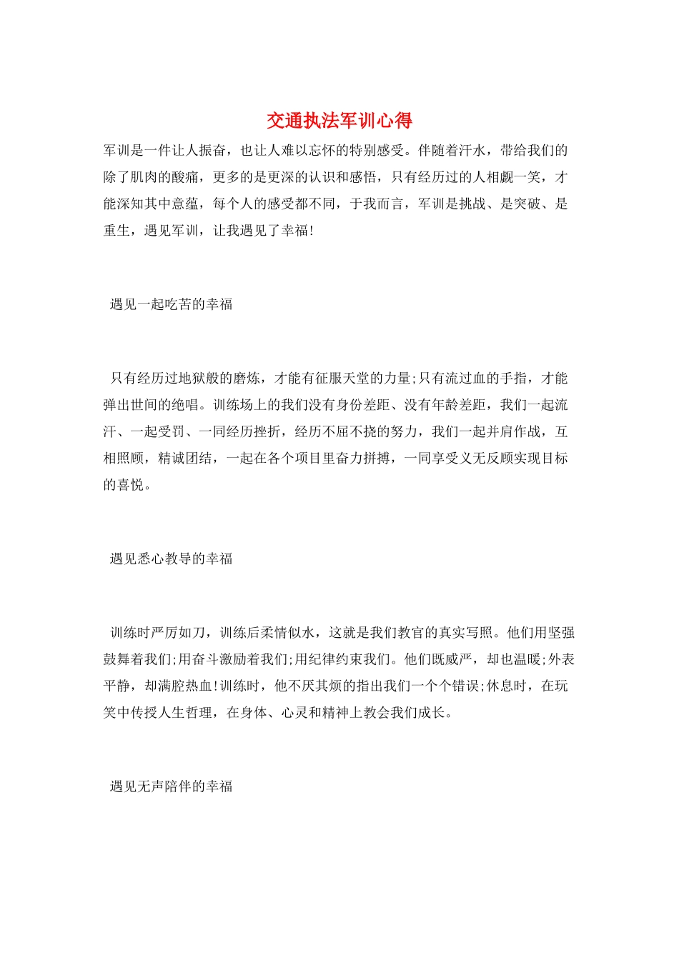 交通执法军训心得_第1页