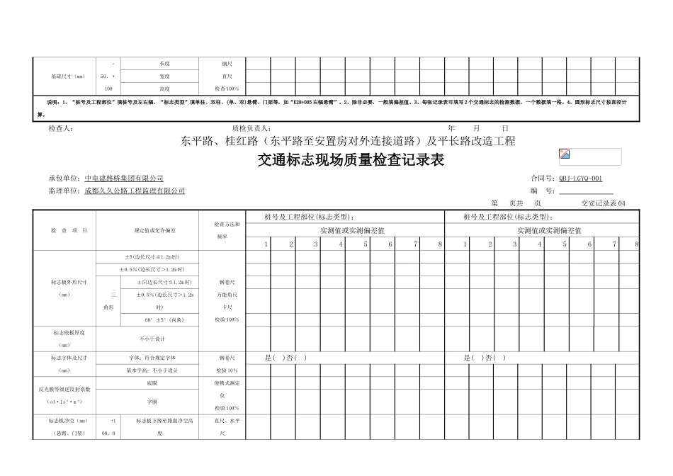 交通标志现场质量检查记录表_第2页
