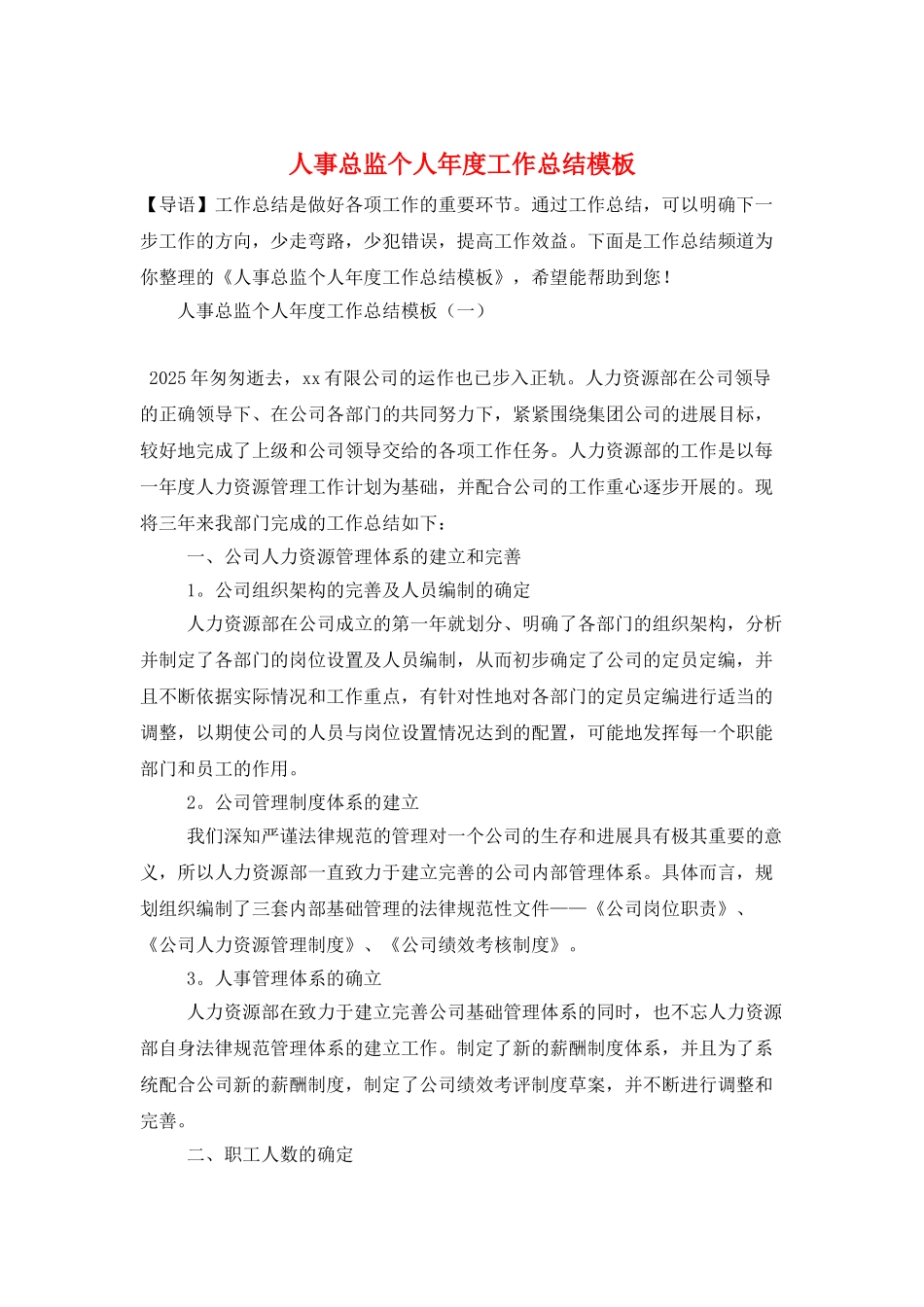 人事总监个人年度工作总结模板_第1页