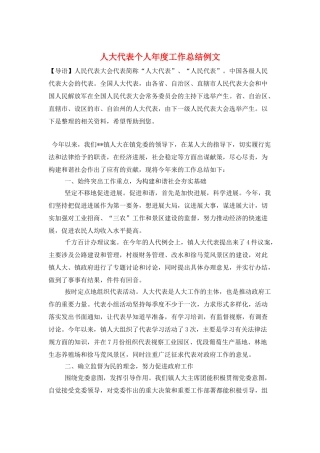 人大代表个人年度工作总结例文