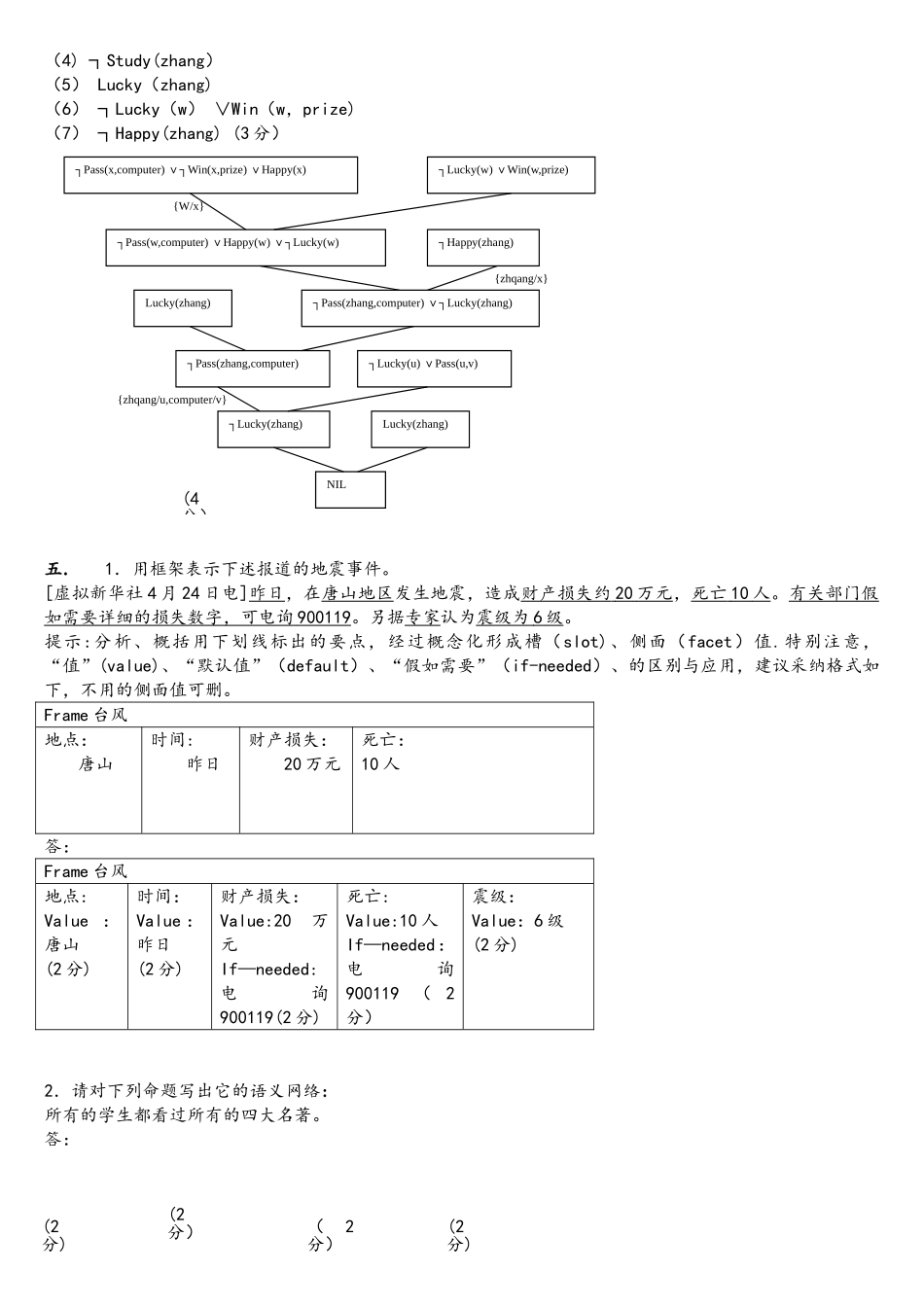人工智能期末考试卷评分标准及标准答案_第3页