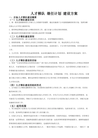 人才梯队-继任计划-建设方案