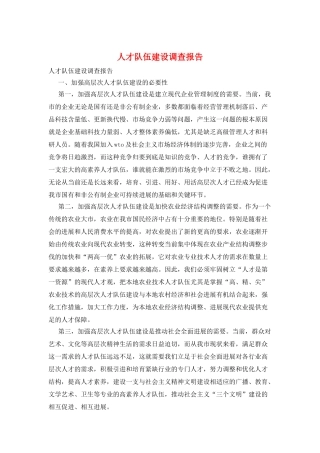 人才队伍建设调查报告