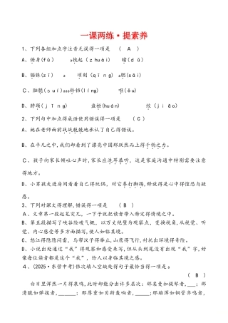 人教版九年级下册（部编版）7溜索一课两练·类文阅读