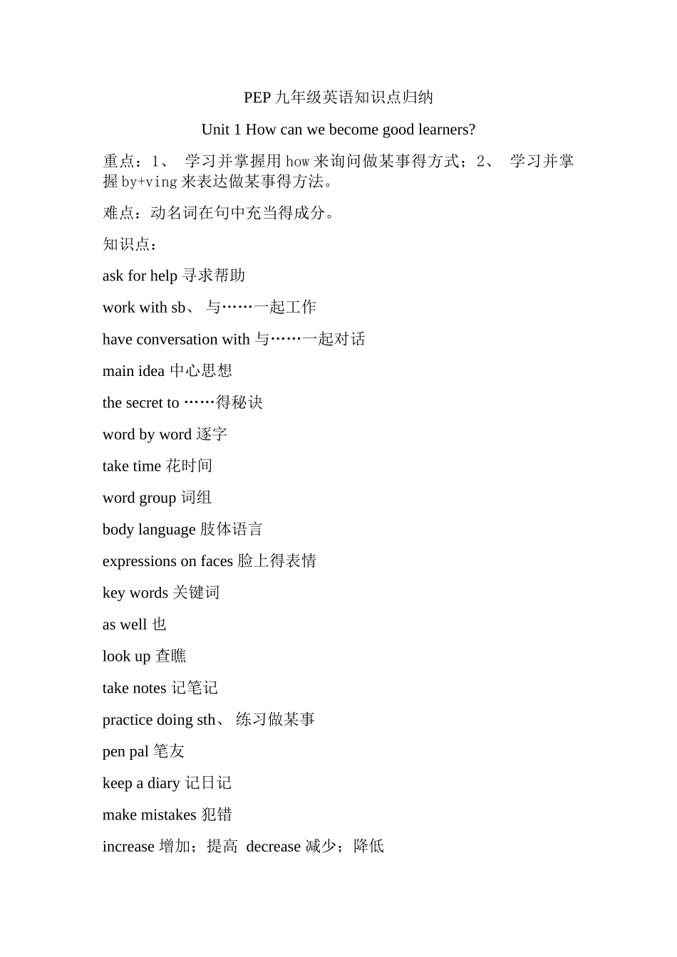 人教版九年级全一册英语知识点归纳_第1页