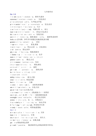 人教版九年级英语单词
