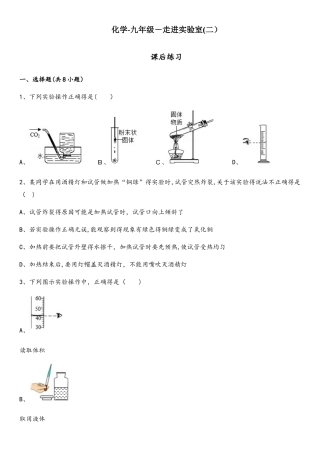 人教版化学九年级走进实验室（二）课后练习