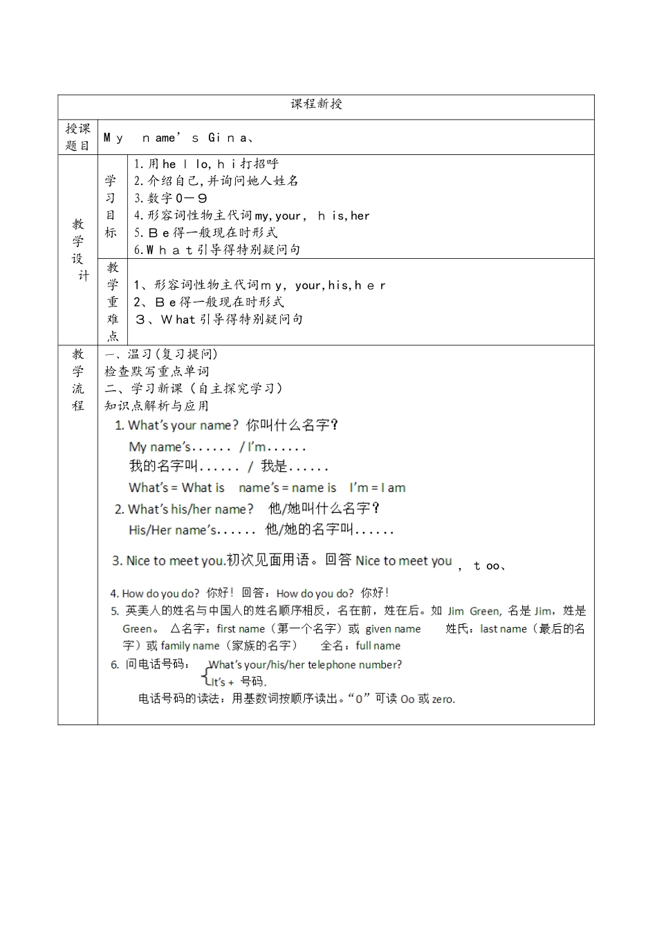 人教版英语七上Unit1讲义+习题_第1页