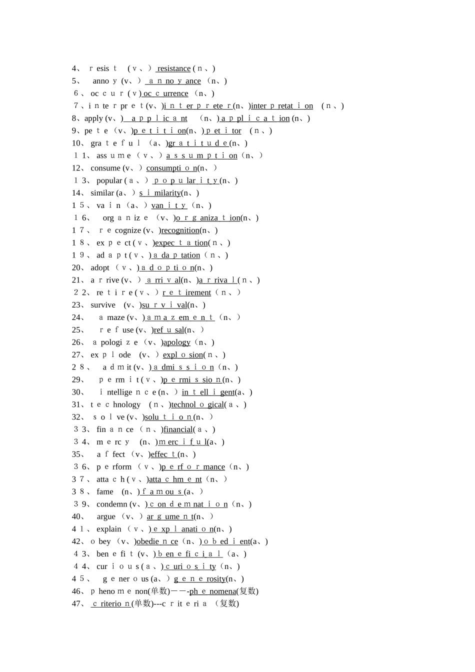 人教版高中英语词汇转换练习_第3页
