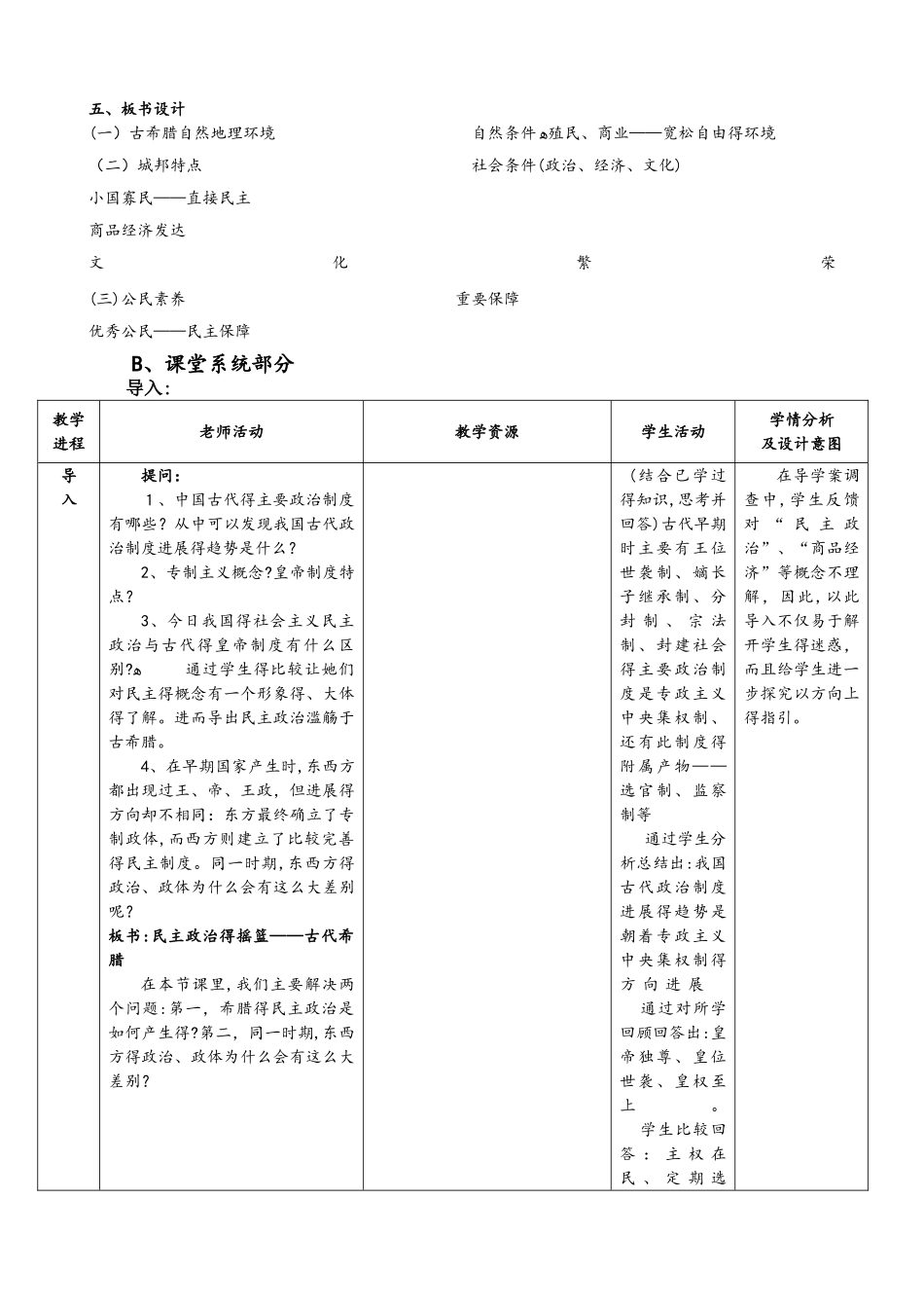 人民版高一历史专题六古代希腊罗马的政治文明第1课民主政治的摇篮古代希腊教案_第3页