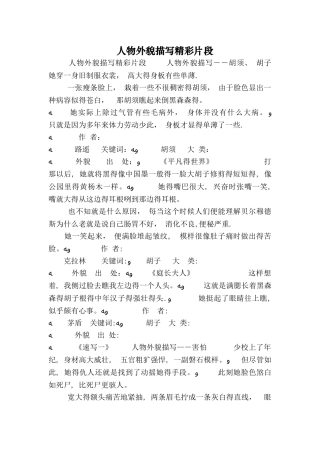 人物外貌描写精彩片段