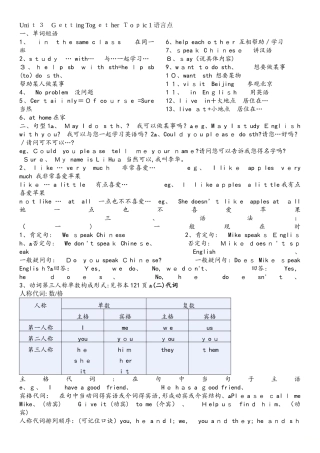 仁爱版英语七年级上册Unit3知识点总结