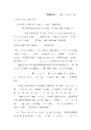 仁爱英语七年级上册Unit2知识点总结