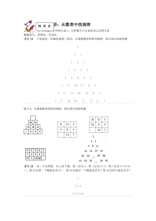 从数表中找规律