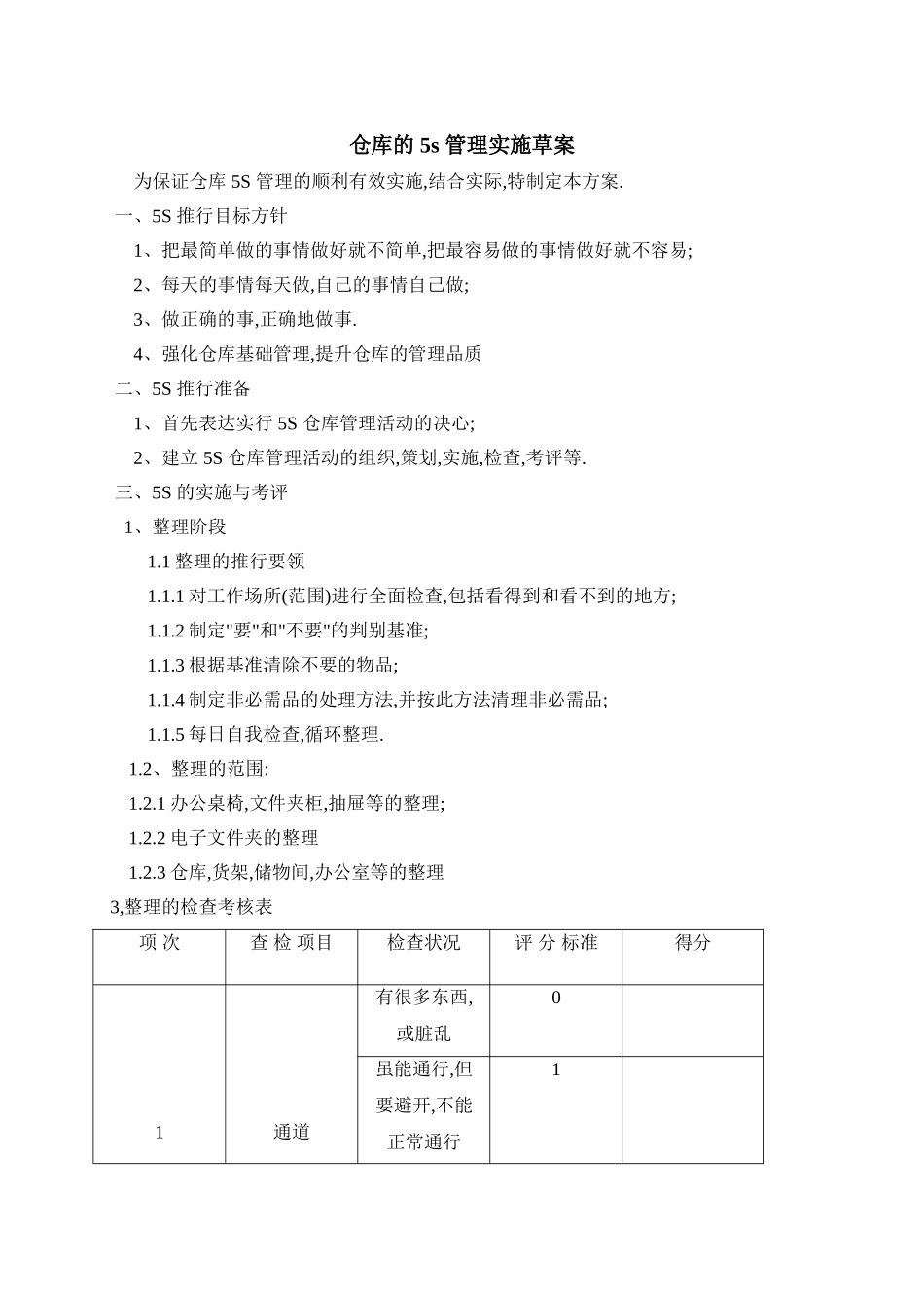 仓库5S管理实施方案_第1页