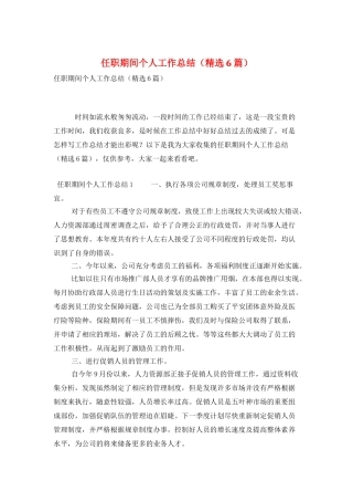 任职期间个人工作总结