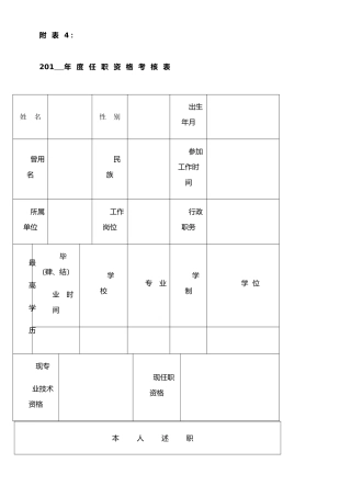 任职资格考核表