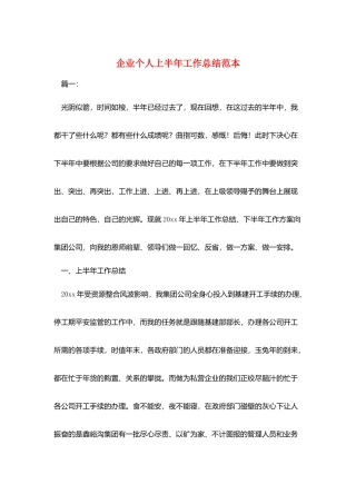 企业个人上半年工作总结范本