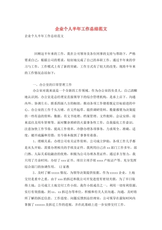 企业个人半年工作总结范文