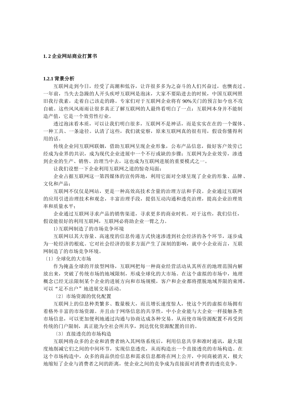 企业互联网站商业计划书_第1页