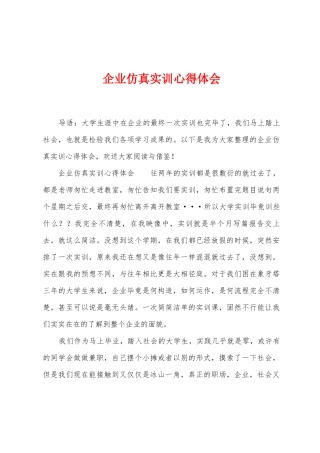 企业仿真实训心得体会