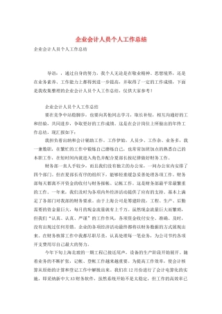 企业会计人员个人工作总结