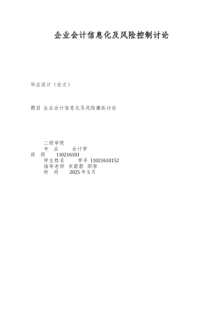 企业会计信息化及风险控制研究