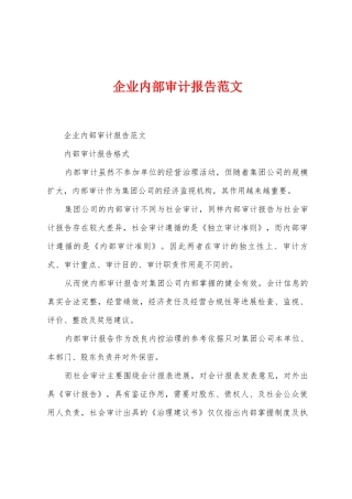 企业内部审计报告范文
