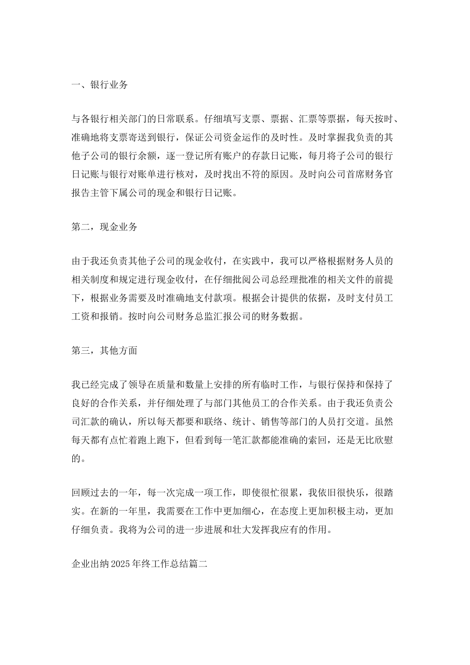 企业出纳2025年终工作总结5篇集选_第3页