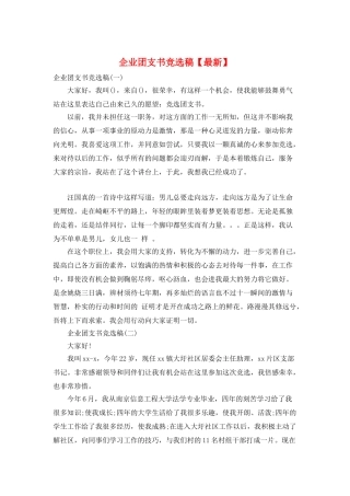 企业团支书竞选稿