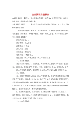 企业国税自查报告