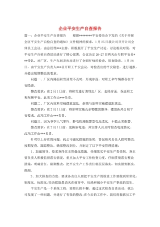 企业安全生产自查报告