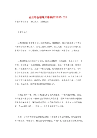 企业年会领导开幕致辞2025(2)