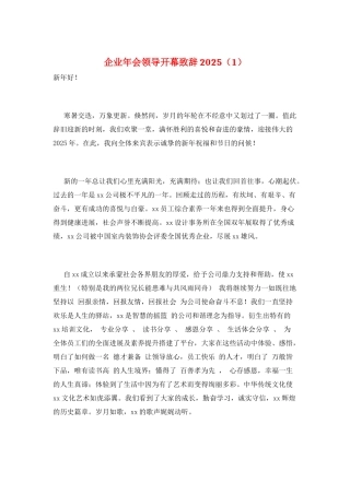 企业年会领导开幕致辞2025(1)